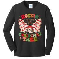 Festive Santa Claus Rockin' Around Christmas Tree Kids Long Sleeve Shirt