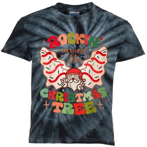 Festive Santa Claus Rockin' Around Christmas Tree Kids Tie-Dye T-Shirt