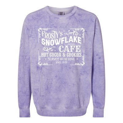 FrostyS Snowflake Cafe Vintage Christmas Sign Colorblast Crewneck Sweatshirt