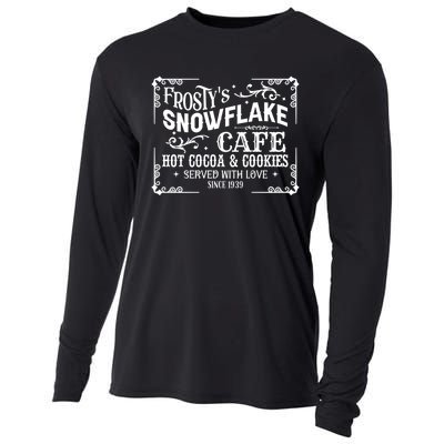 FrostyS Snowflake Cafe Vintage Christmas Sign Cooling Performance Long Sleeve Crew