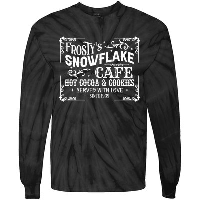 FrostyS Snowflake Cafe Vintage Christmas Sign Tie-Dye Long Sleeve Shirt