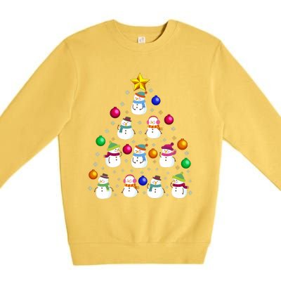 Funny Snowman Christmas Tree Ornament Decor Gift Premium Crewneck Sweatshirt