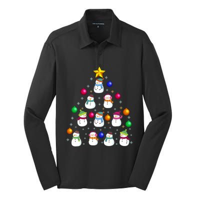 Funny Snowman Christmas Tree Ornament Decor Gift Silk Touch Performance Long Sleeve Polo