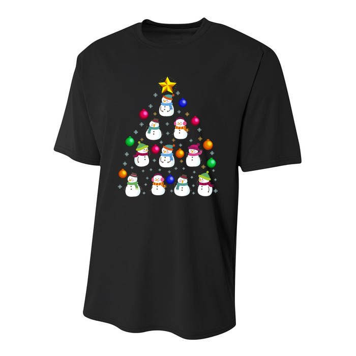 Funny Snowman Christmas Tree Ornament Decor Gift Youth Performance Sprint T-Shirt