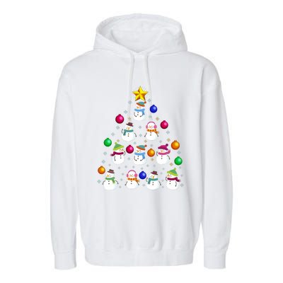 Funny Snowman Christmas Tree Ornament Decor Gift Garment-Dyed Fleece Hoodie