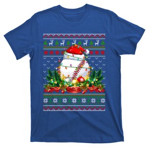 Funny Santa Claus Baseball Ball Wreath Christmas Lights Xmas Funny Gift T-Shirt