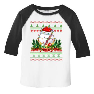 Funny Santa Claus Baseball Ball Wreath Christmas Lights Xmas Funny Gift Toddler Fine Jersey T-Shirt