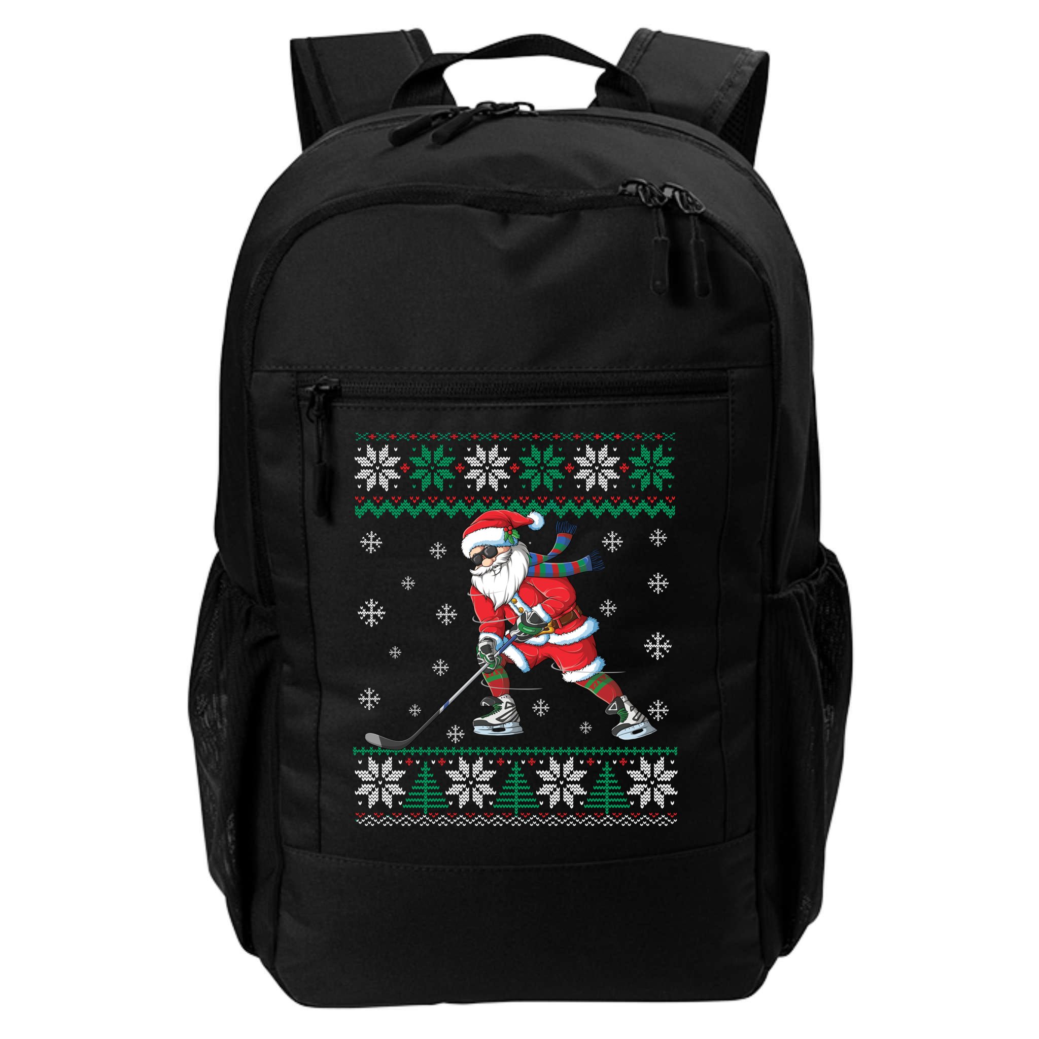 Funny Santa Claus Christmas Ice Hockey Ugly Sweater Boys Great Gift Backpack