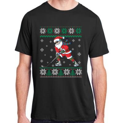 Funny Santa Claus Christmas Ice Hockey Ugly Sweater Boys Great Gift Adult ChromaSoft Performance T-Shirt