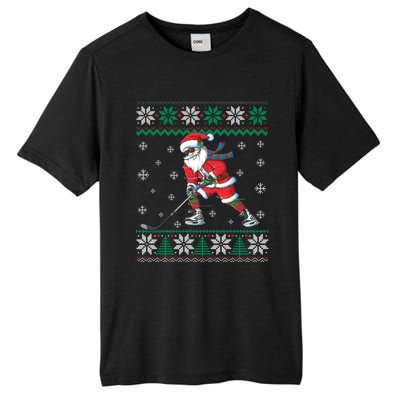 Funny Santa Claus Christmas Ice Hockey Ugly Sweater Boys Great Gift Tall Fusion ChromaSoft Performance T-Shirt