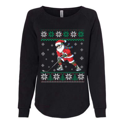 Funny Santa Claus Christmas Ice Hockey Ugly Sweater Boys Great Gift Womens California Wash Sweatshirt