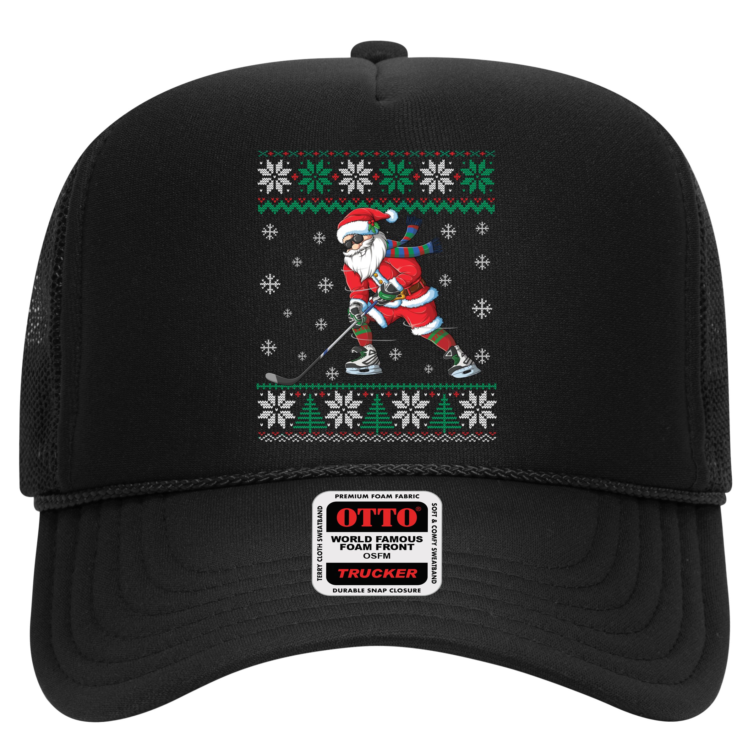 Funny Santa Claus Christmas Ice Hockey Ugly Sweater Boys Great Gift Hat