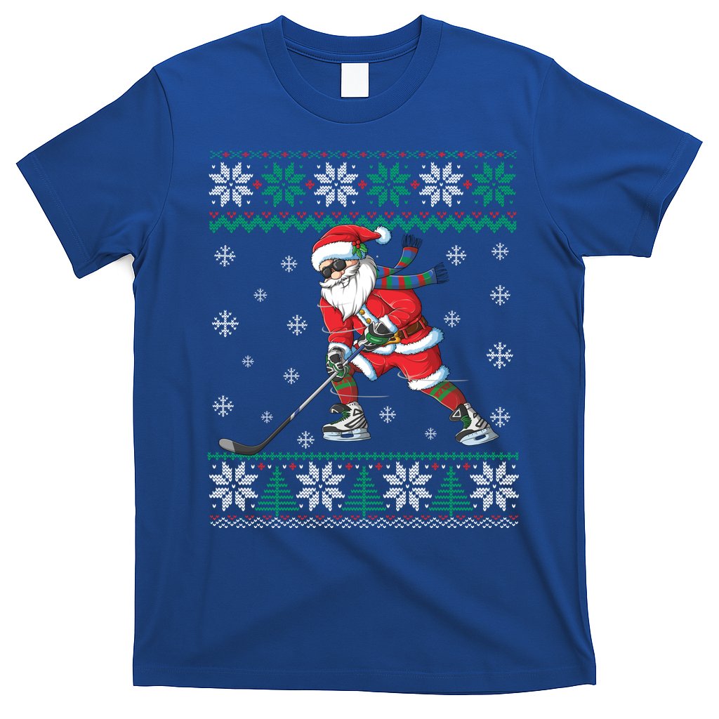 Funny Santa Claus Christmas Ice Hockey Ugly Sweater Boys Great Gift T-Shirt