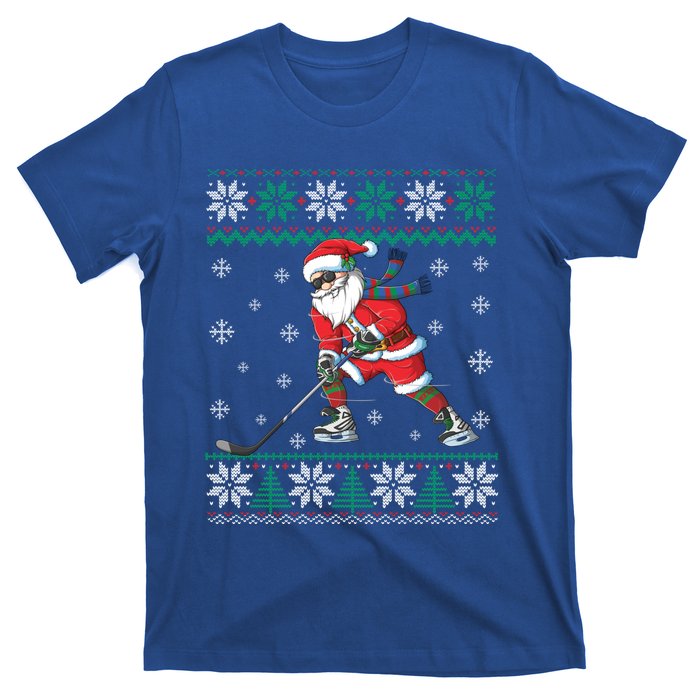 Funny Santa Claus Christmas Ice Hockey Ugly Sweater Boys Great Gift T-Shirt