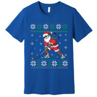 Funny Santa Claus Christmas Ice Hockey Ugly Sweater Boys Great Gift Premium T-Shirt