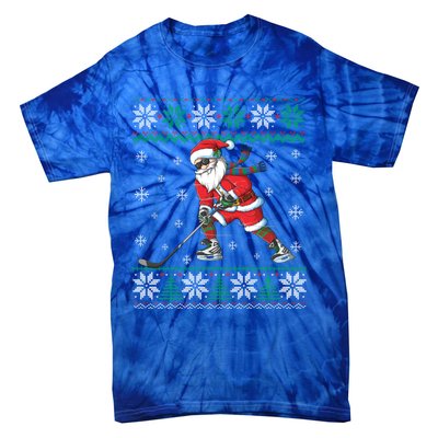 Funny Santa Claus Christmas Ice Hockey Ugly Sweater Boys Great Gift Tie-Dye T-Shirt