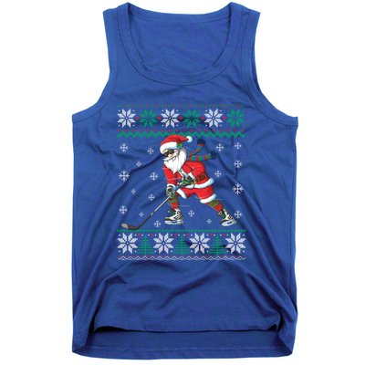 Funny Santa Claus Christmas Ice Hockey Ugly Sweater Boys Great Gift Tank Top