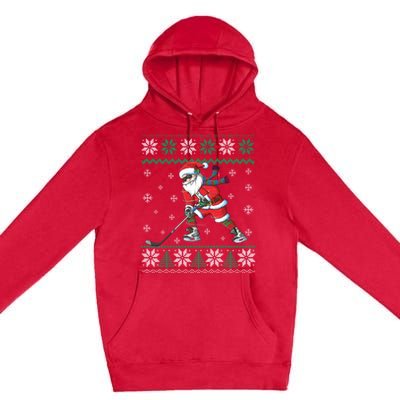 Funny Santa Claus Christmas Ice Hockey Ugly Sweater Boys Great Gift Premium Pullover Hoodie