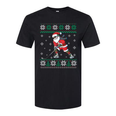 Funny Santa Claus Christmas Ice Hockey Ugly Sweater Boys Great Gift Softstyle CVC T-Shirt