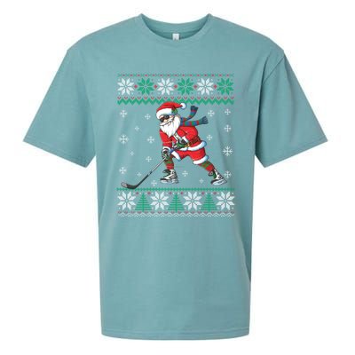 Funny Santa Claus Christmas Ice Hockey Ugly Sweater Boys Great Gift Sueded Cloud Jersey T-Shirt