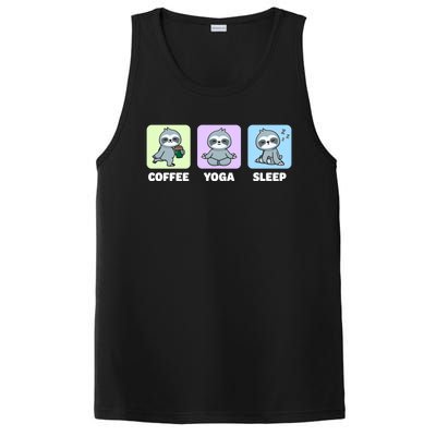 Funny Sloth Coffee Yoga Sleep Repeat Cute Kawaii Animal Funny Gift PosiCharge Competitor Tank