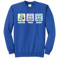 Funny Sloth Coffee Yoga Sleep Repeat Cute Kawaii Animal Funny Gift Tall Sweatshirt