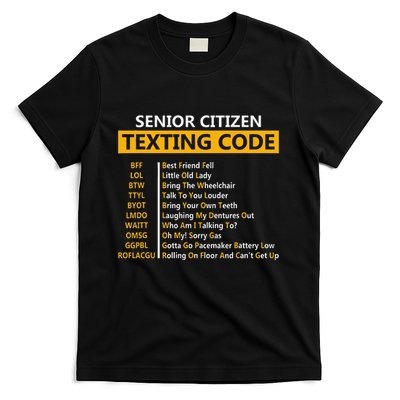 Funny Senior CitizenS Texting Code Fathers Day For Grandpa T-Shirt