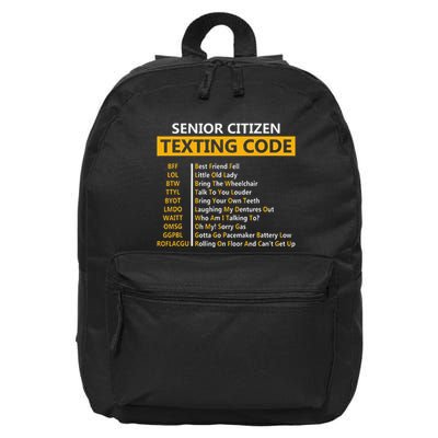 Funny Senior CitizenS Texting Code Fathers Day For Grandpa 16 in Basic Backpack