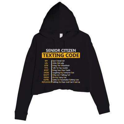 Funny Senior CitizenS Texting Code Fathers Day For Grandpa Crop Fleece Hoodie