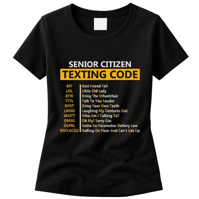 Funny Senior CitizenS Texting Code Fathers Day For Grandpa Womens T-Shirt