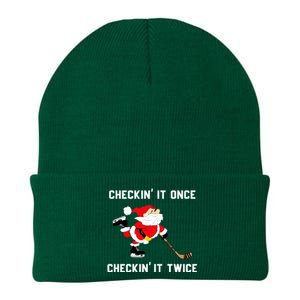 Funny Santa Clause Christmas Ice Hockey For Boys Great Gift Knit Cap Winter Beanie