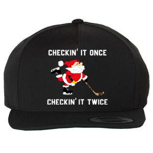 Funny Santa Clause Christmas Ice Hockey For Boys Great Gift Wool Snapback Cap