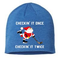 Funny Santa Clause Christmas Ice Hockey For Boys Great Gift Sustainable Beanie