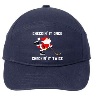 Funny Santa Clause Christmas Ice Hockey For Boys Great Gift 7-Panel Snapback Hat