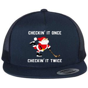 Funny Santa Clause Christmas Ice Hockey For Boys Great Gift Flat Bill Trucker Hat