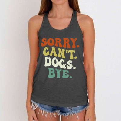 Funny Sorry Cant Dog Bye Groovy Style Women's Knotted Racerback Tank