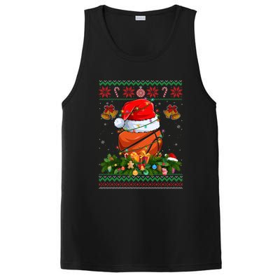 Funny Santa Claus Basketball Ball Wreath Christmas Lights Funny Gift PosiCharge Competitor Tank