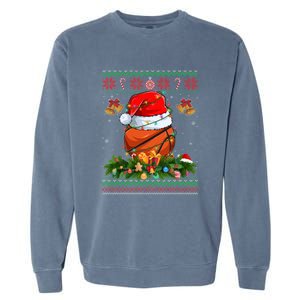 Funny Santa Claus Basketball Ball Wreath Christmas Lights Funny Gift Garment-Dyed Sweatshirt