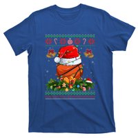 Funny Santa Claus Basketball Ball Wreath Christmas Lights Funny Gift T-Shirt