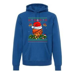 Funny Santa Claus Basketball Ball Wreath Christmas Lights Funny Gift Premium Hoodie