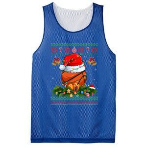 Funny Santa Claus Basketball Ball Wreath Christmas Lights Funny Gift Mesh Reversible Basketball Jersey Tank