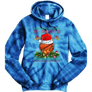 Funny Santa Claus Basketball Ball Wreath Christmas Lights Funny Gift Tie Dye Hoodie