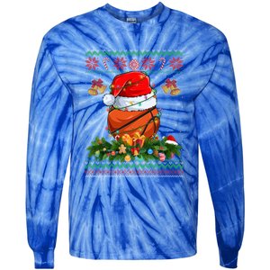 Funny Santa Claus Basketball Ball Wreath Christmas Lights Funny Gift Tie-Dye Long Sleeve Shirt