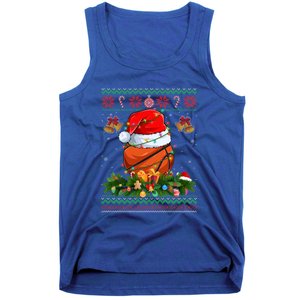 Funny Santa Claus Basketball Ball Wreath Christmas Lights Funny Gift Tank Top