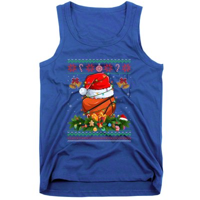 Funny Santa Claus Basketball Ball Wreath Christmas Lights Funny Gift Tank Top