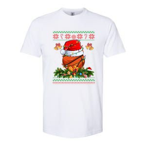 Funny Santa Claus Basketball Ball Wreath Christmas Lights Funny Gift Softstyle CVC T-Shirt