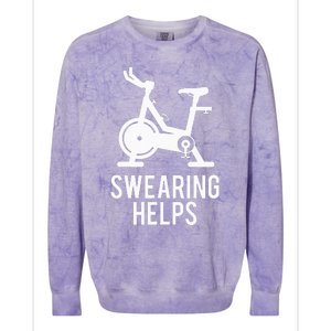 Funny Spin Class Swearing Helps Spinning Gift Gym Fitness Colorblast Crewneck Sweatshirt