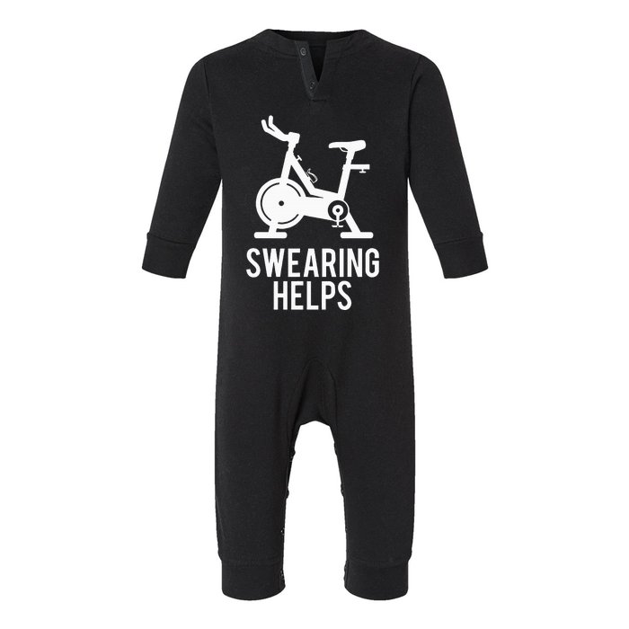 Funny Spin Class Swearing Helps Spinning Gift Gym Fitness Infant Fleece One Piece