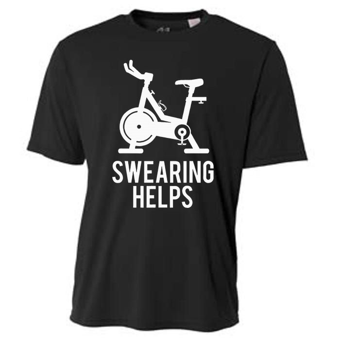 Funny Spin Class Swearing Helps Spinning Gift Gym Fitness Cooling Performance Crew T-Shirt