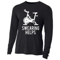 Funny Spin Class Swearing Helps Spinning Gift Gym Fitness Cooling Performance Long Sleeve Crew